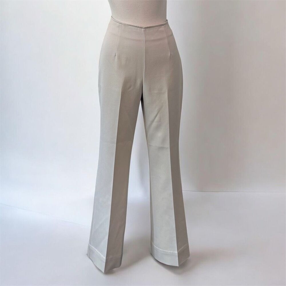 Vintage Pandora Casuals Tan Khaki High Rise Flare Pants Flat Front 28”